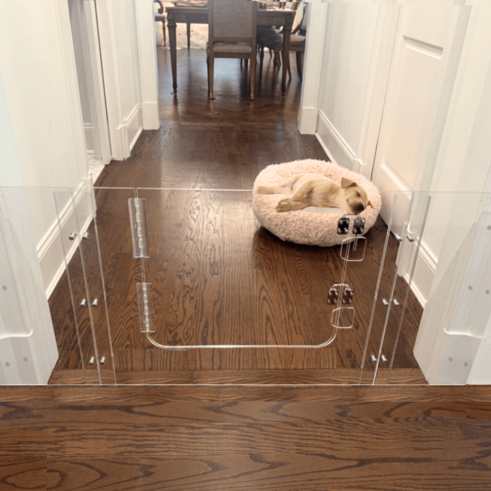 Hiddin Clear Acrylic Pet Gate with Door – Wall-Mounted, 30 in High