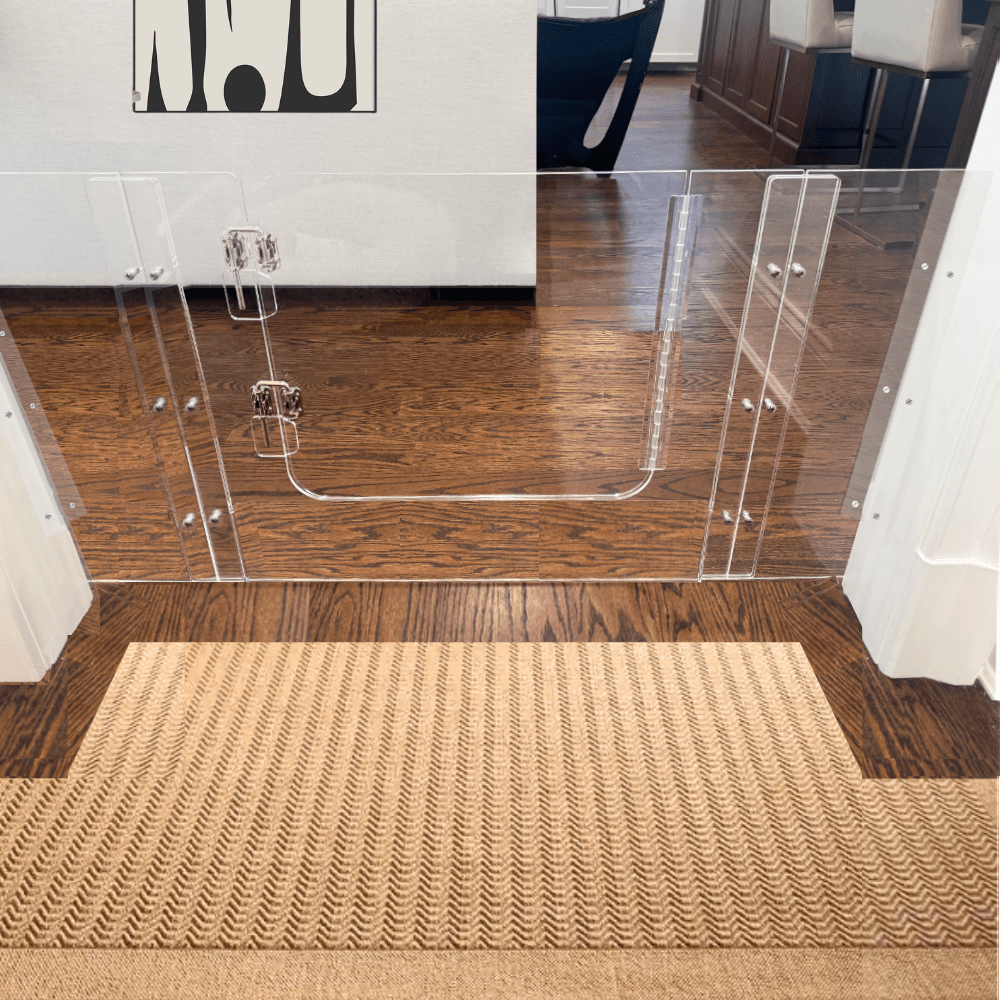 Hiddin Clear Acrylic Pet Gate with Door – Wall-Mounted, 30 in High