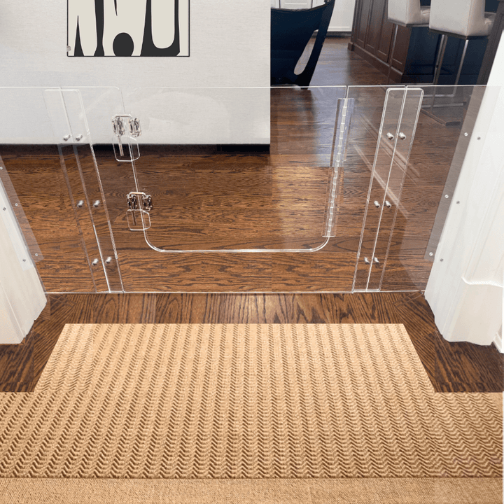 Hiddin Clear Acrylic Pet Gate with Door – Wall-Mounted, 30 in High