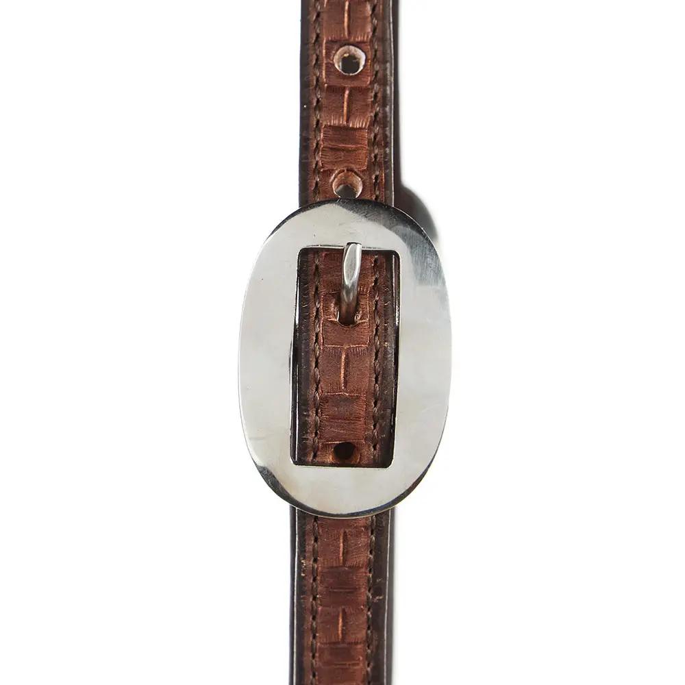 WD Tack Medium Oil Rope Tooled Headstall Brown 5/8 Inch Single Ear by Mayatex