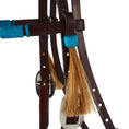 Load image into Gallery viewer, WD Tack Turquoise Rawhide Rope Tooled Browband Headstall With Heavy Stainless Steel Cart Buckles by Mayatex
