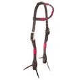 Bild in Galerie-Betrachter laden, WD Tack Hot Pink Rawhide Rope Tooled Single Ear Headstall With Turquoise Dyed And Steel Buckles by Mayatex
