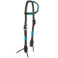 Load image into Gallery viewer, WD Tack Turquoise Dyed Rawhide Rope Tooled Single Ear Headstall by Mayatex
