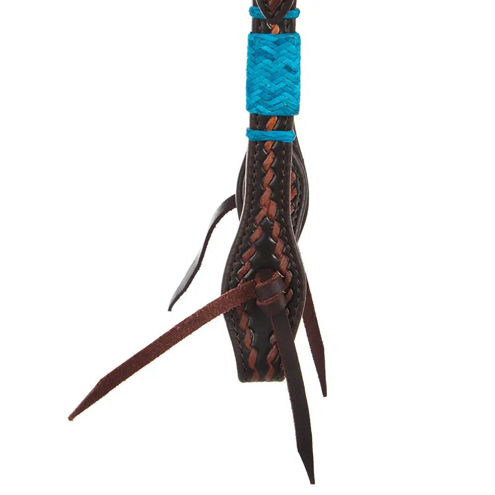 WD Tack Turquoise Dyed Rawhide Rope Tooled Single Ear Headstall by Mayatex