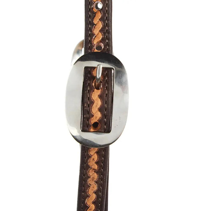 WD Tack Medium Oil Rope Tooled Headstall Brown 5/8 Inch Single Ear by Mayatex