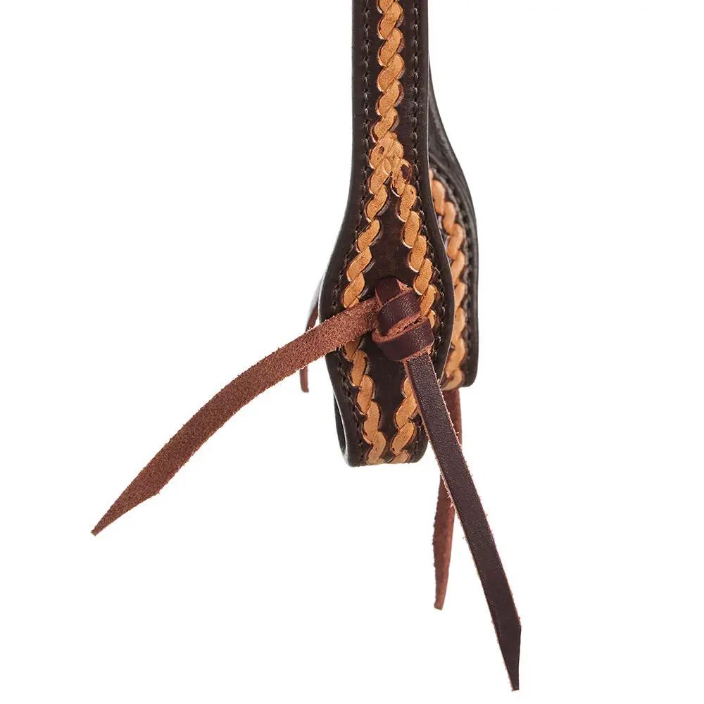 WD Tack Medium Oil Rope Tooled Headstall Brown 5/8 Inch Single Ear by Mayatex
