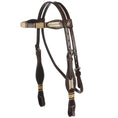 Load image into Gallery viewer, WD Tack Natural Rawhide Scalloped Quick Change Browband Headstall Heavy Oiled Leather by Mayatex
