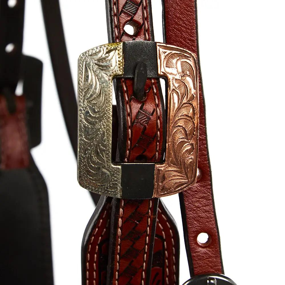 WD Tack Buckstitch Ranger Browband Headstall Black Leather Silver by Mayatex