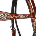 Charger l'image dans la visionneuse de la galerie, WD Tack Floral Tooled Chestnut Browband Headstall Stainless Steel by Mayatex
