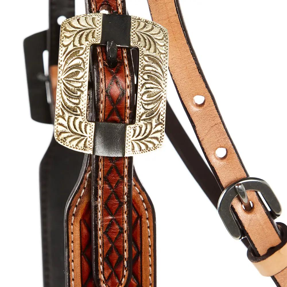 WD Tack Diamond Tooling Ranger Browband Headstall Chestnut Natural Leather With Silver Accented by Mayatex