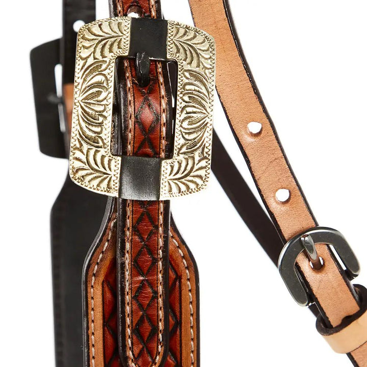 WD Tack Diamond Tooling Ranger Browband Headstall Chestnut Natural Leather With Silver Accented by Mayatex