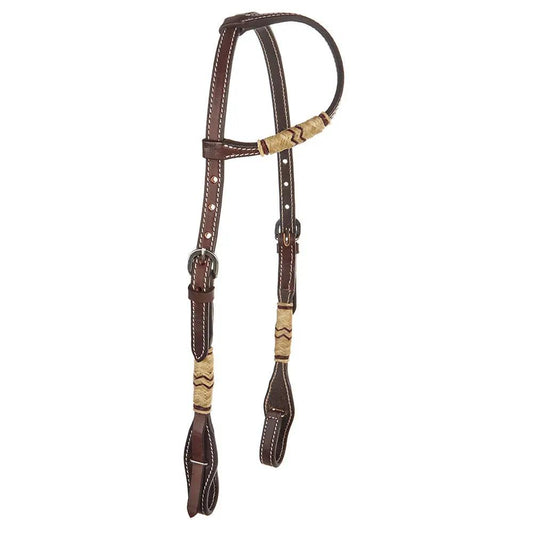 WD Tack Chocolate Natural Rawhide Quick Change Single Ear Headstall With Keeper Loop And Stainless Steel by Mayatex