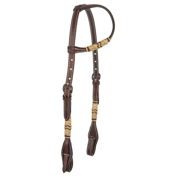 WD Tack Chocolate Natural Rawhide Quick Change Single Ear Headstall With Keeper Loop And Stainless Steel by Mayatex