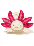Load image into Gallery viewer, A Little Lotl axolotl wool cat toy, cream body with pink felt frills, Cat in the Box LLC.
