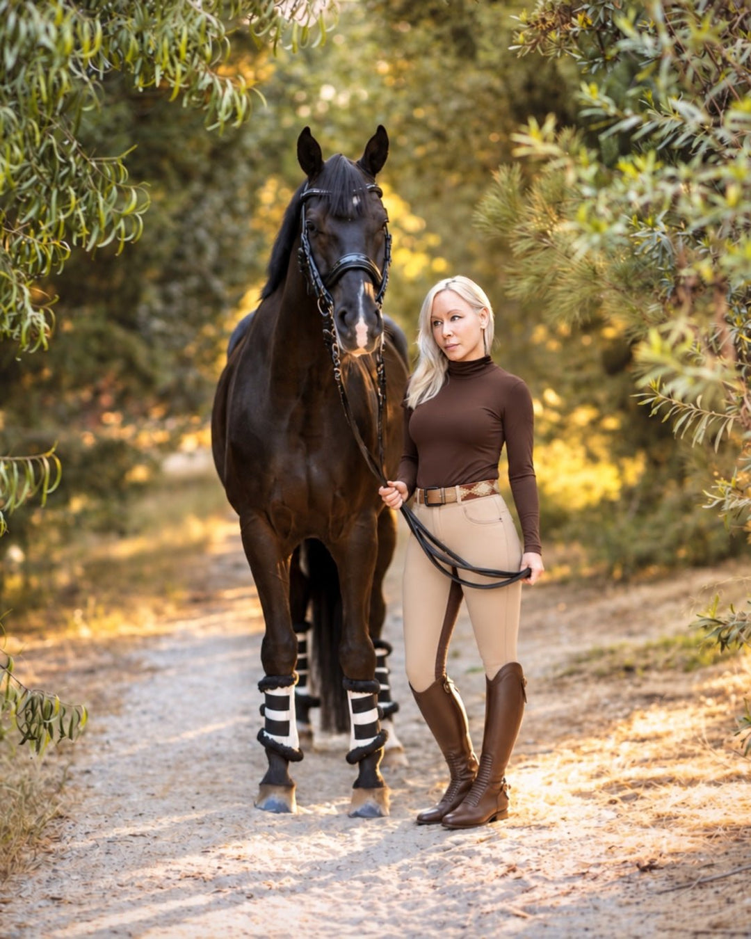 Halter Ego Gilded Solstice Leather Polo Belt worn by a rider
