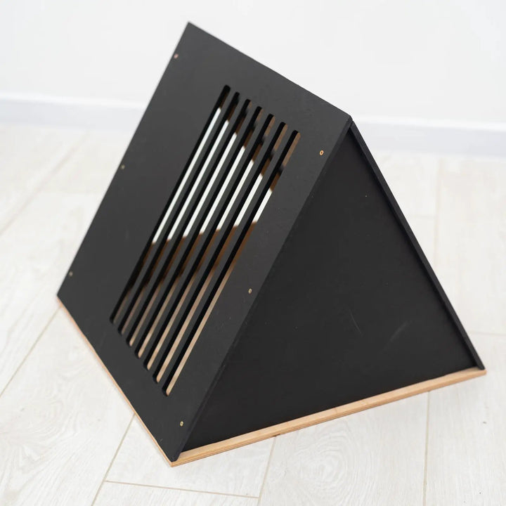 Modern Paws Premium Black Solid Wood Cat House Bed Secure Enclosed Retreat Interior Design by Enjoy The Wood