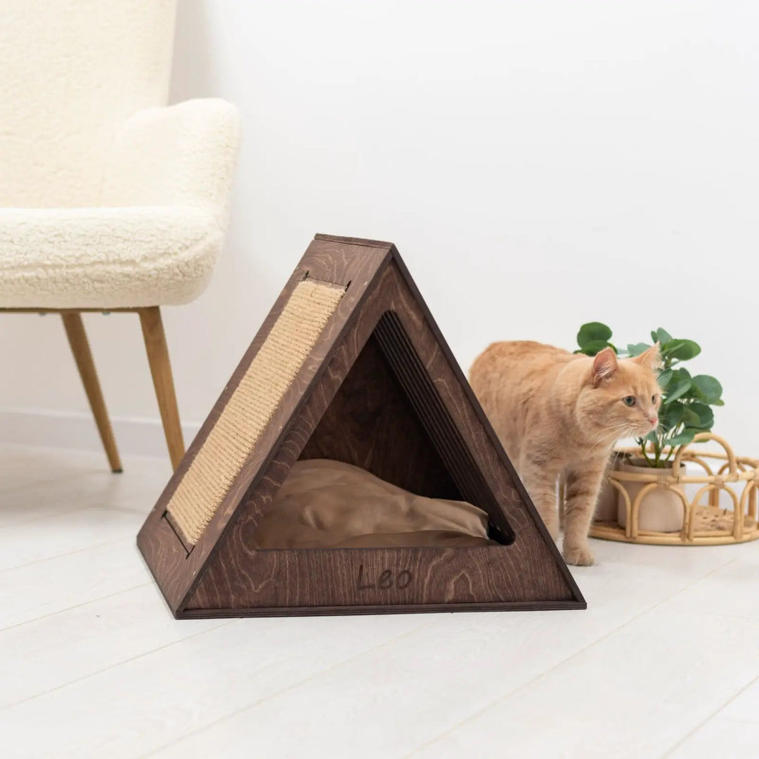 Zenith Pet Luxury Dark Walnut Wooden Cat House With Sturdy Frame Ideal For Modern Home Decor by Enjoy The Wood