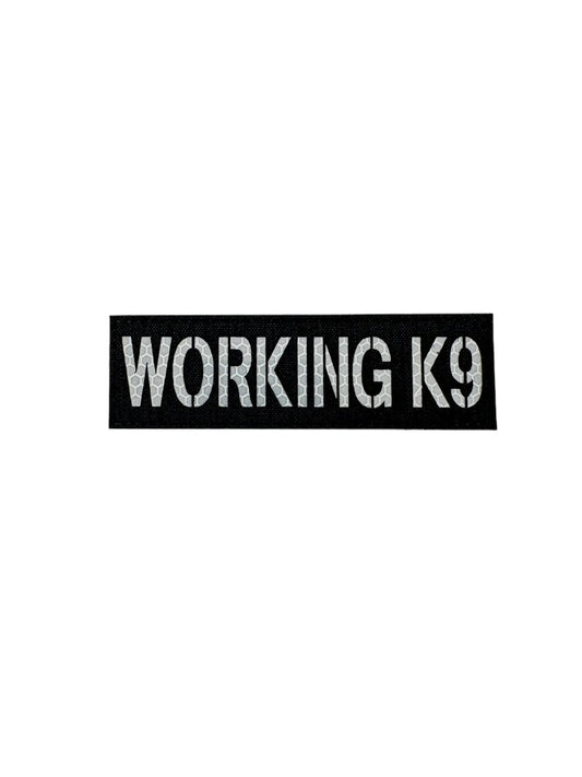 Working K9 Laser Cut Reflective Morale Patch For Tactical Vests Harnesses Hook Fastener Backing Black Color by kiloninerpets