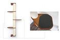 Charger l'image dans la visionneuse de la galerie, Wall Mounted Cat Climbing Pole with sisal rope; sisal-wrapped post and two wooden shelves
