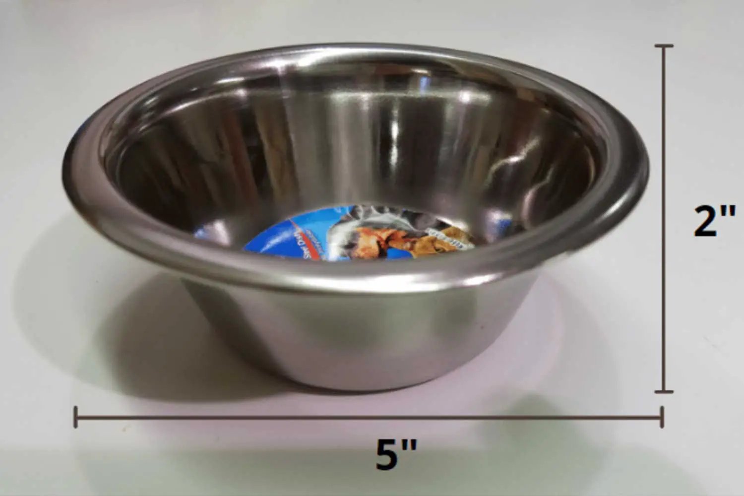 Cat feeder bowl in stainless steel, 5 in diameter, raised design