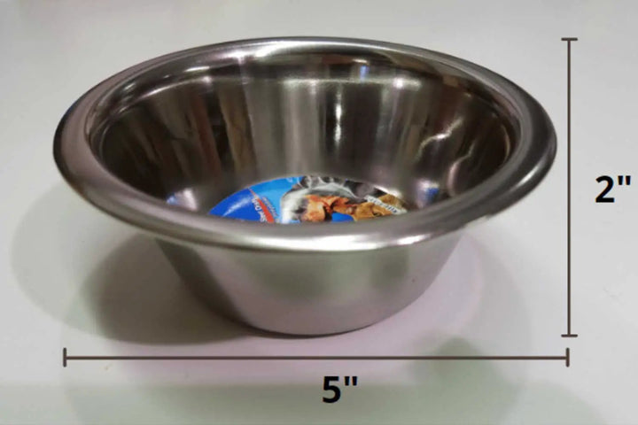 Cat feeder bowl in stainless steel, 5 in diameter, raised design