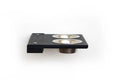 Carica l'immagine nel visualizzatore della galleria, Wall Mounted Cat Feeding Shelf with two stainless steel bowls on a black wood panel
