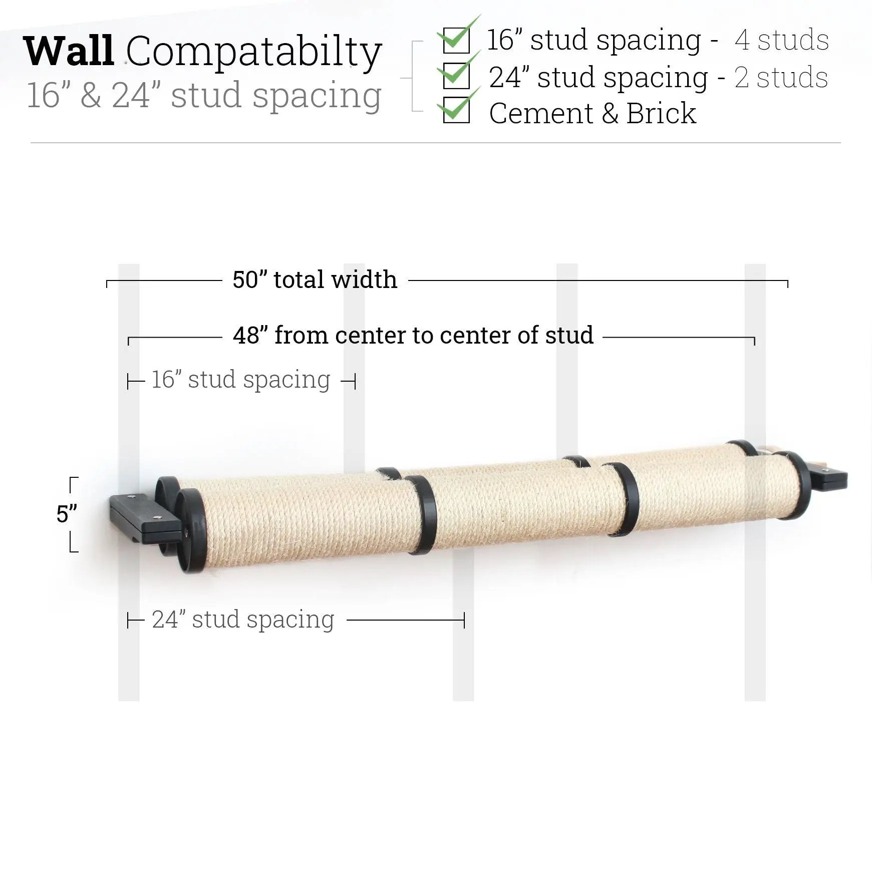 Horizontal Scratching Post for Cats by Catastrophic Creations, wall-mounted dual sisal cylinders.