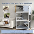 Load image into Gallery viewer, Catio outdoor cat enclosure on wheels in gray with hammock inside and mesh panels
