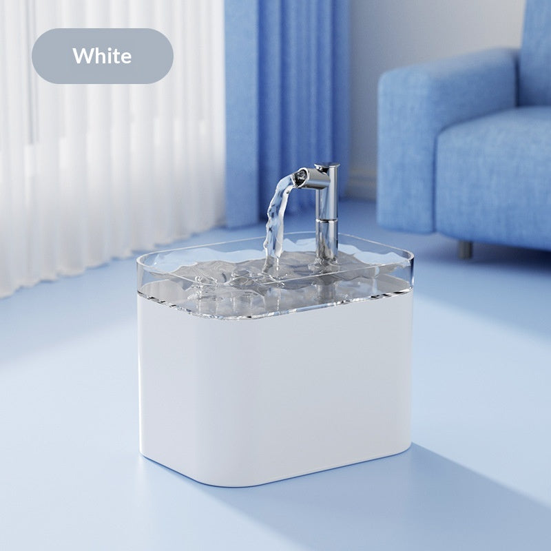 White standard fountain with faucet spout