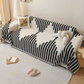 Load image into Gallery viewer, Chenille Fabric Sofa Cover by topspet; white with black fern pattern, non-slip universal protector.
