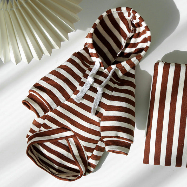 Brown-and-white striped hoodie