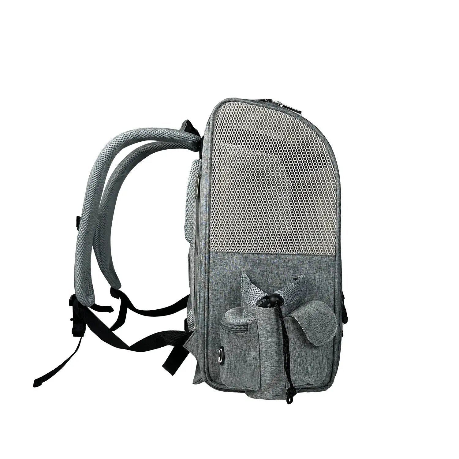 Mr. Peanut's Aspen Series Airline Compliant Backpack Pet Carrier in gray with mesh ventilation panel