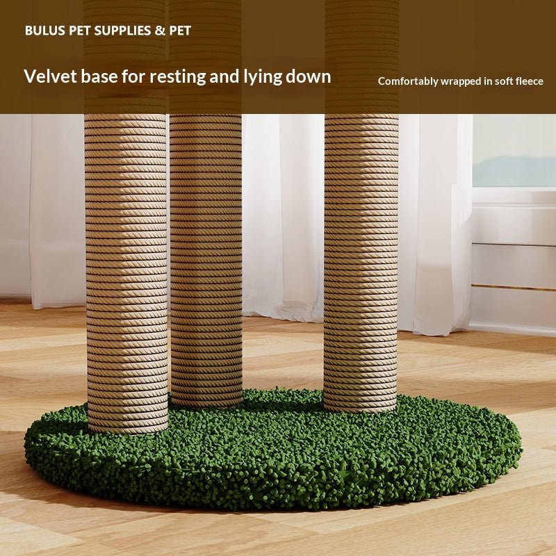 Green fabric-covered scratcher base