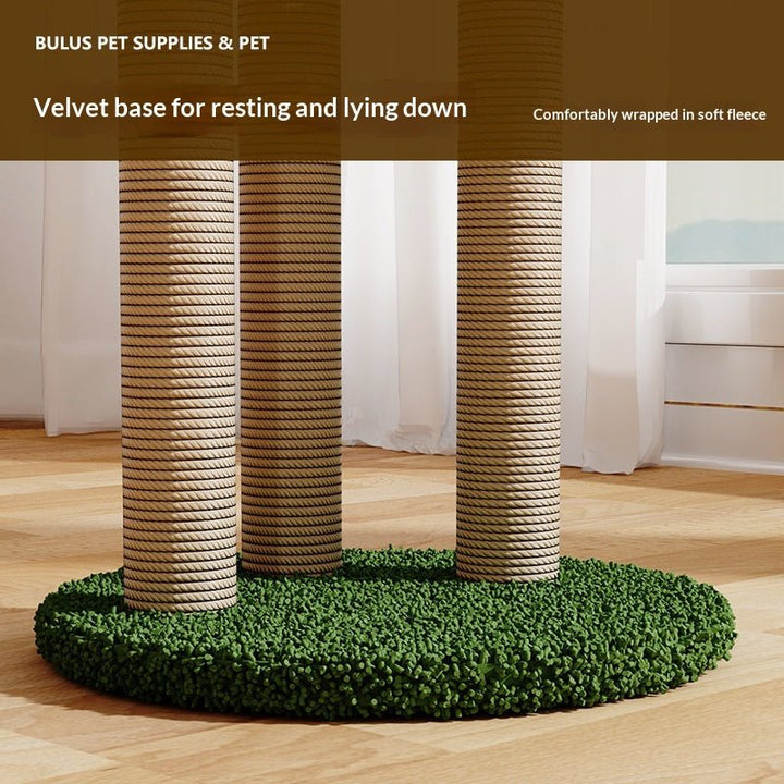 Green fabric-covered scratcher base