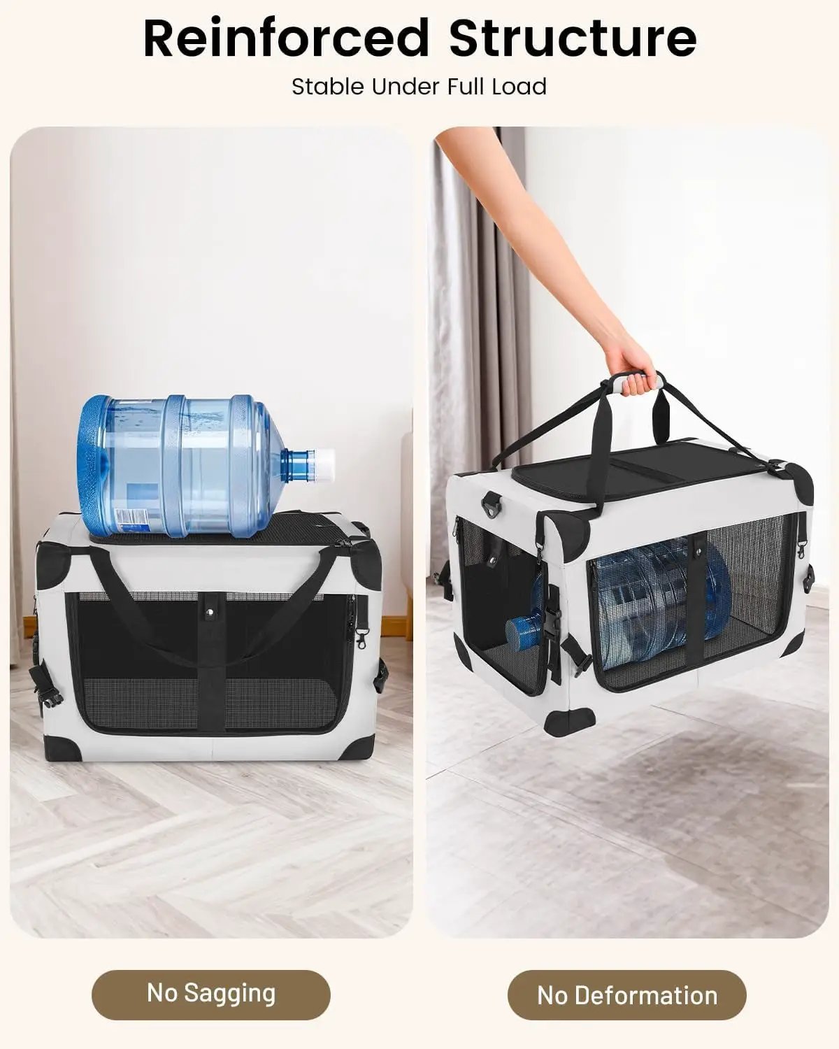 Large Cat Carrier for 2 Cats Soft Sided Travel Crate Up to 55lbs by Wags & Whiskers Pet Supply