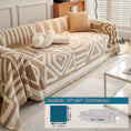 Load image into Gallery viewer, Bohemian-style chenille extra-long couch cover by topspet in beige geometric pattern, anti-dog-scratch.
