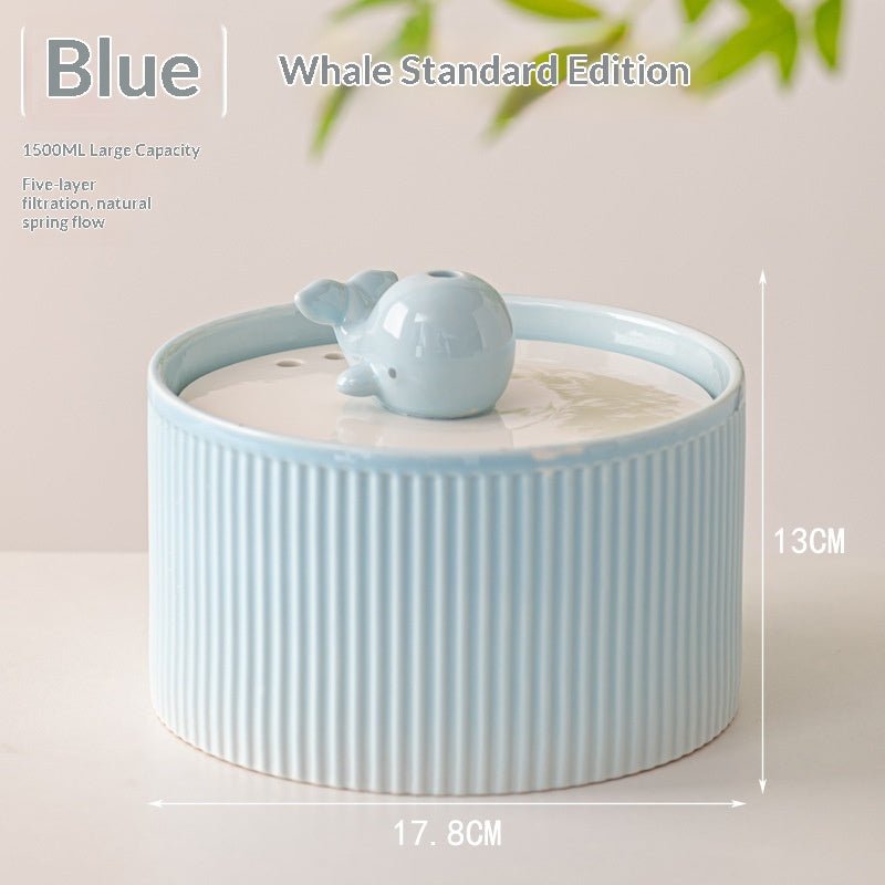 Blue 1.5 L standard whale fountain dimension chart