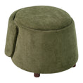 Load image into Gallery viewer, Green Pet Friendly Chair with Hidden Pet Nook; plush upholstery and a wooden leg.
