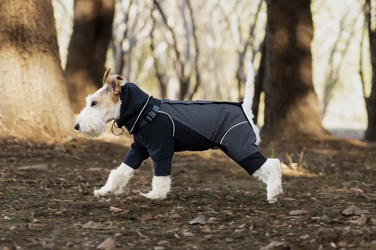 SOCKPET Spring Dog Rainproof Jacket, navy gray waterproof coat with reflective trim.