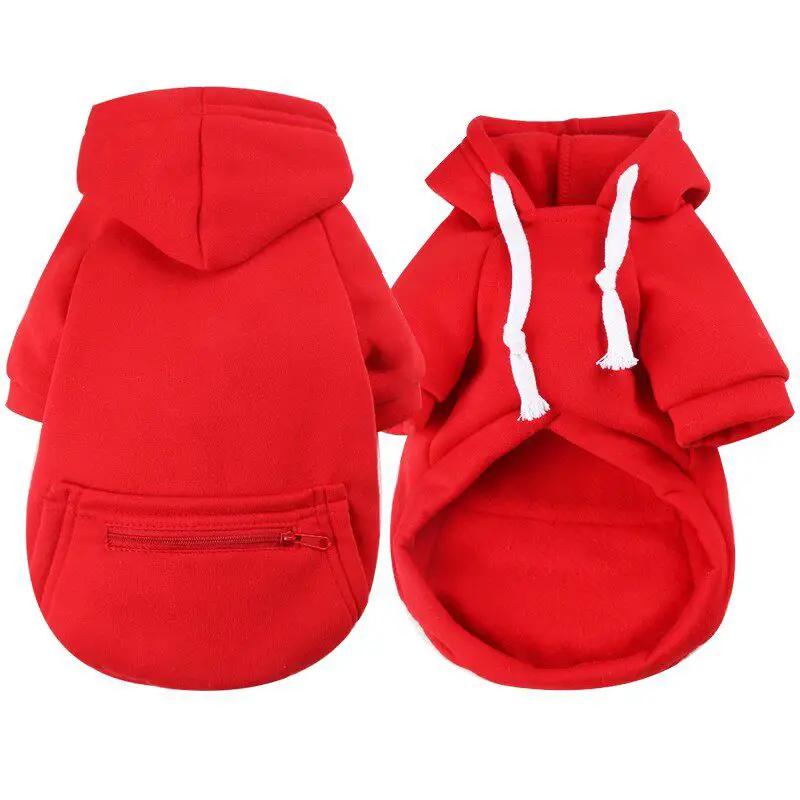 SOCKPET red fleece dog hoodie for small & medium dogs with hood