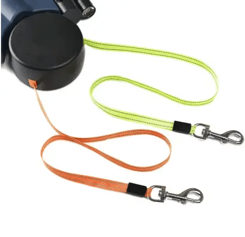 AutoWalk Automatic Double Dog Leash Retractable Telescopic Walking Aid With LED Light Clip by For Animals, With Love