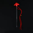 Cargar la imagen en la vista de la galería, Halloween Cat Teaser Stick with red plush bat motif, long red tassels and bell for pets
