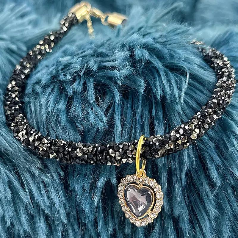 Cat Collar Heart Jewel Pendant Party Reflex Rhinestone Necklace by My Store