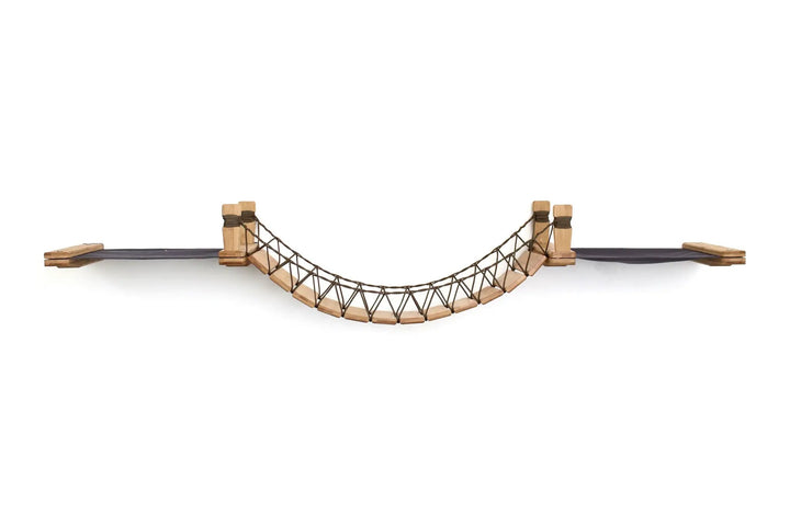 Double Cat Hammock and Climbing Bridge by Catastrophic Creations; wooden cat bridge with rope lattice