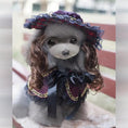 Load image into Gallery viewer, Pet Zen Christmas dog outfit with plaid hat and ruffled bow collar
