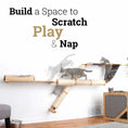 Charger l'image dans la visionneuse de la galerie, The Plateau Horizontal Cat Scratcher Bed Set by Catastrophic Creations; natural wood cat tree with sisal posts.
