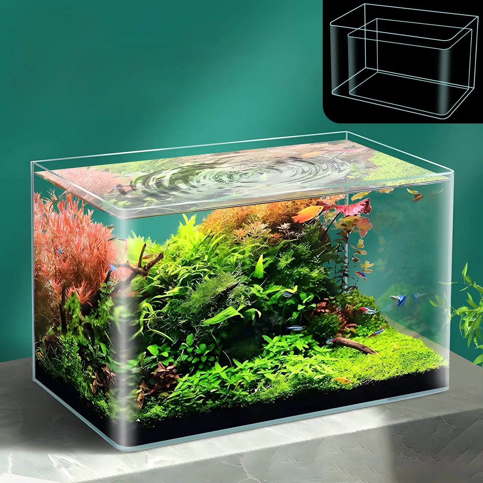 ALALAL 4 Gallon & 2 Gallon Small Fish Tank Rimless Aquarium Tank for Betta/Nano/Goldfish/Snail/Shrimp Small Fish Tank (2Pack) - from For Animals, With Love