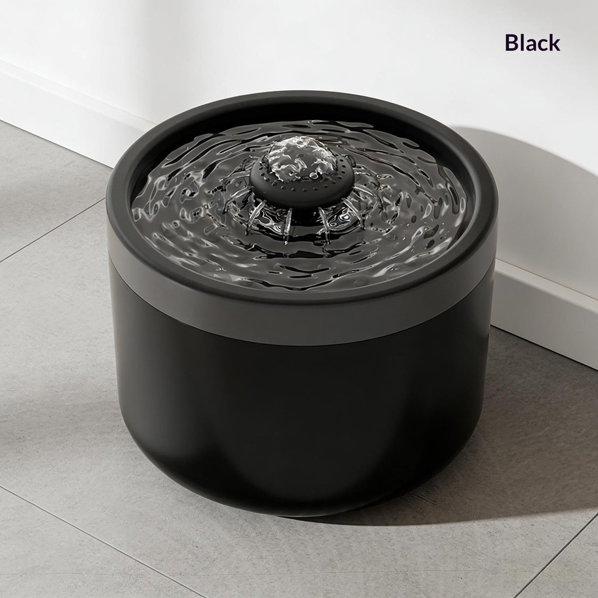 Charcoal round fountain with central bubbler