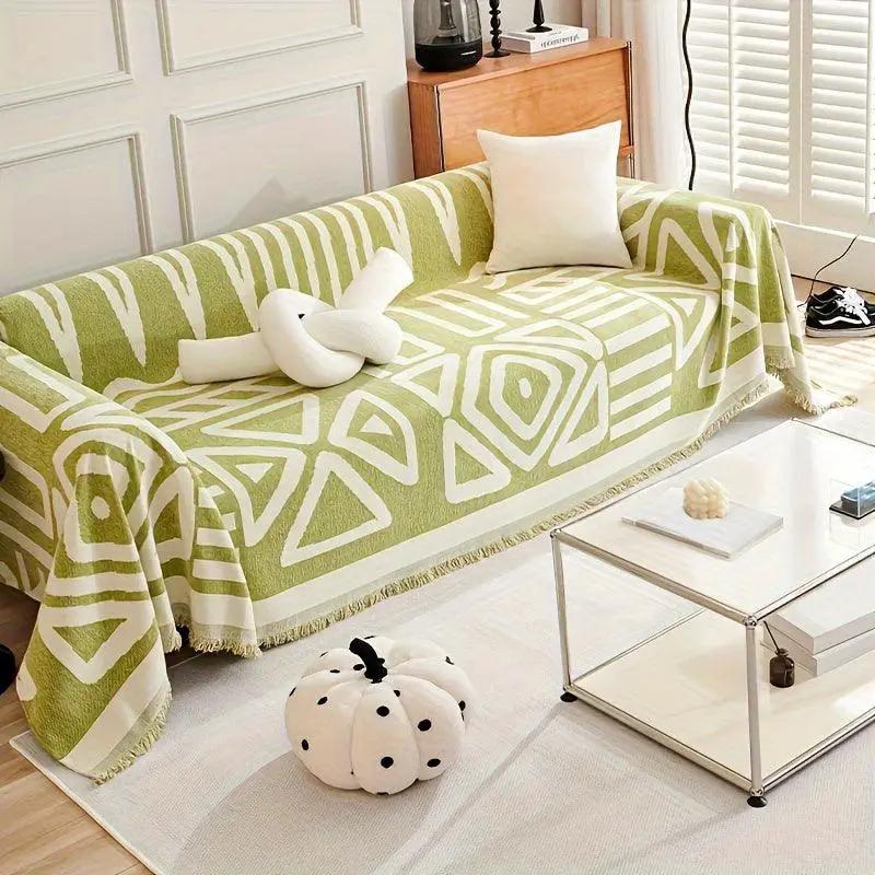 Bohemian-style chenille couch cover, extra-long, green, TopsPet