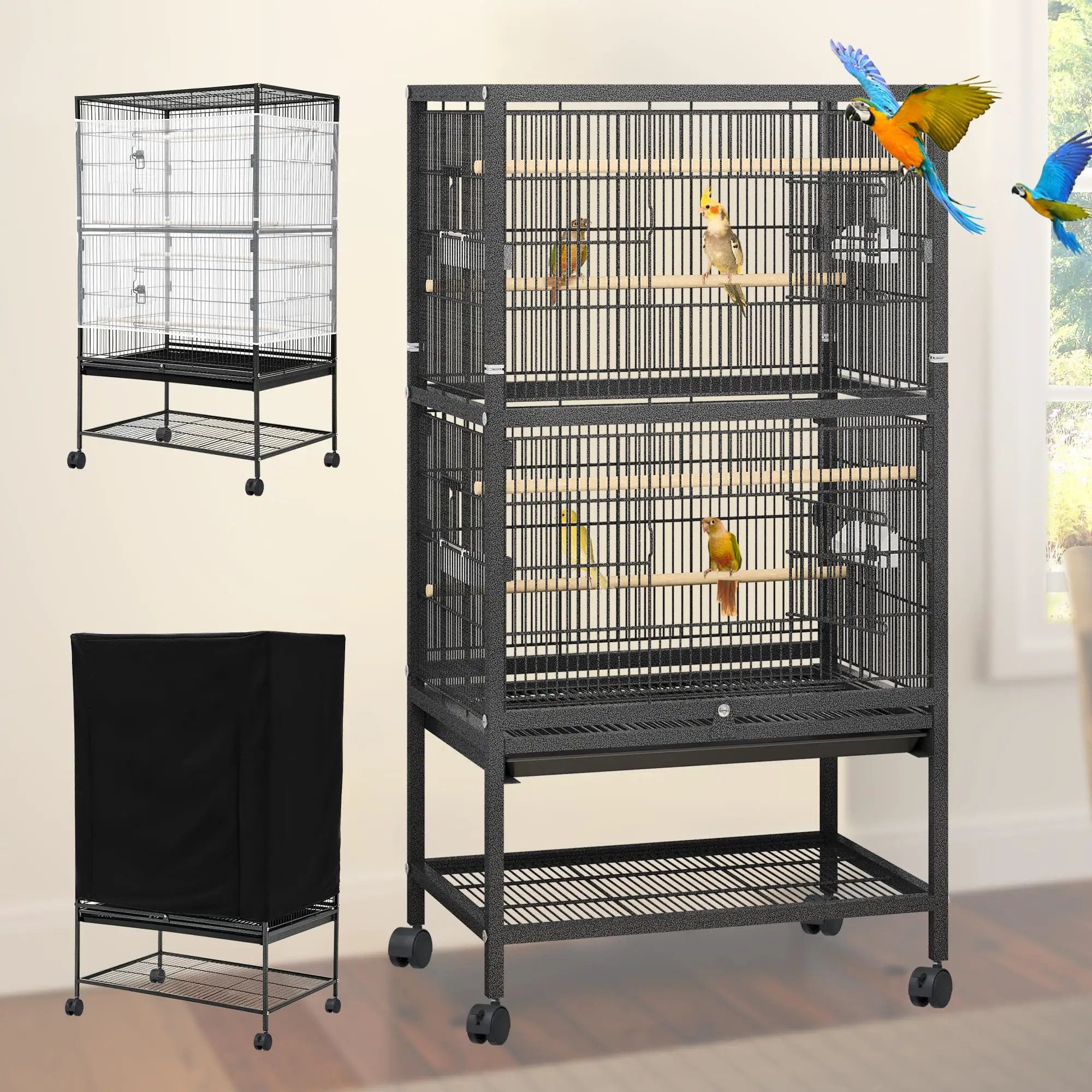 YINTATECH 52 inches Birdcage Cover and Bird Cage Seed Catcher Bird Cages for Parakeets Parrot Cockatiel Pigeon Metal Big Bird Cage - from For Animals, With Love